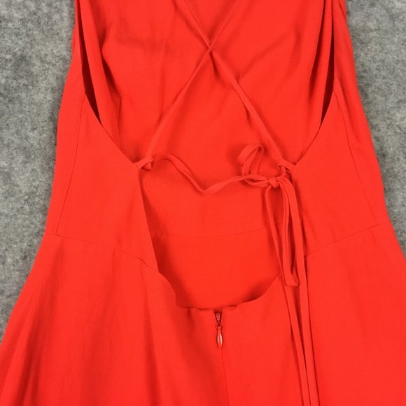 Aritzia Wilfred Dress 4 Cocktail A Line Boat Neck Strappy Open Plunge Back Red - Picture 14 of 15